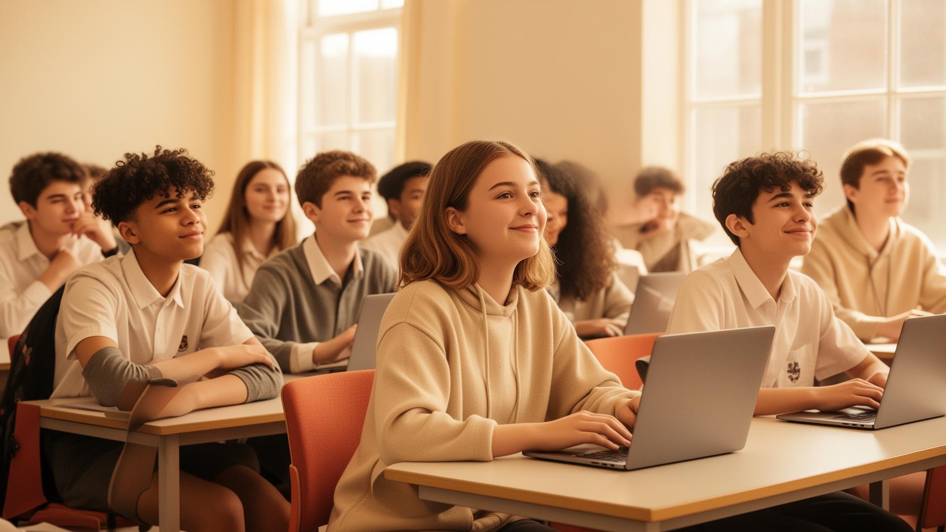 Students in a classroom using Student Wayfinder